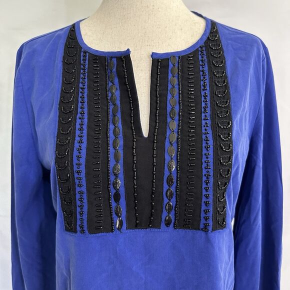 NEW Chico's Womens Embellished Tunic Colorblock Tunic Top 0 (4-6) SMALL Beaded - Picture 2 of 9